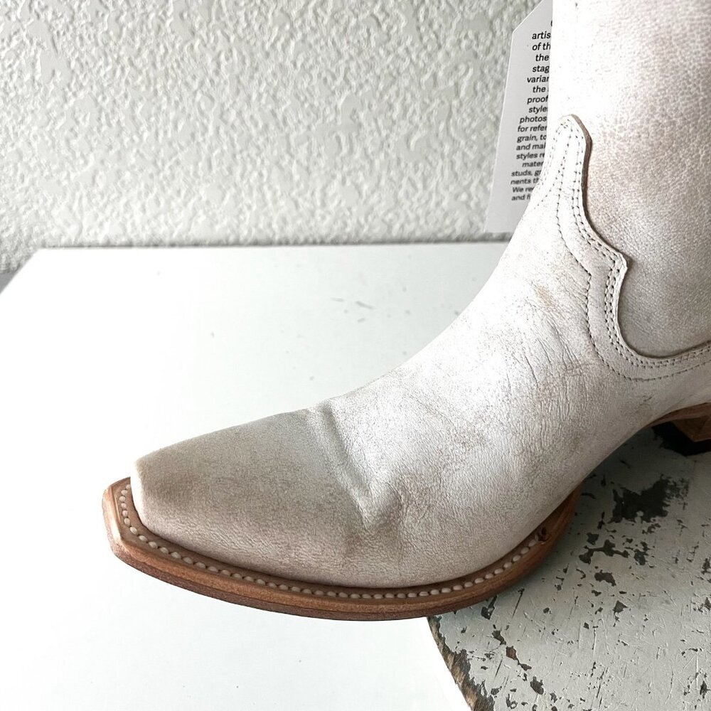 Lane EMMA JANE Womens Cowboy Booties White Western Short Ankle Boots Size 7.5 - Picture 7 of 12